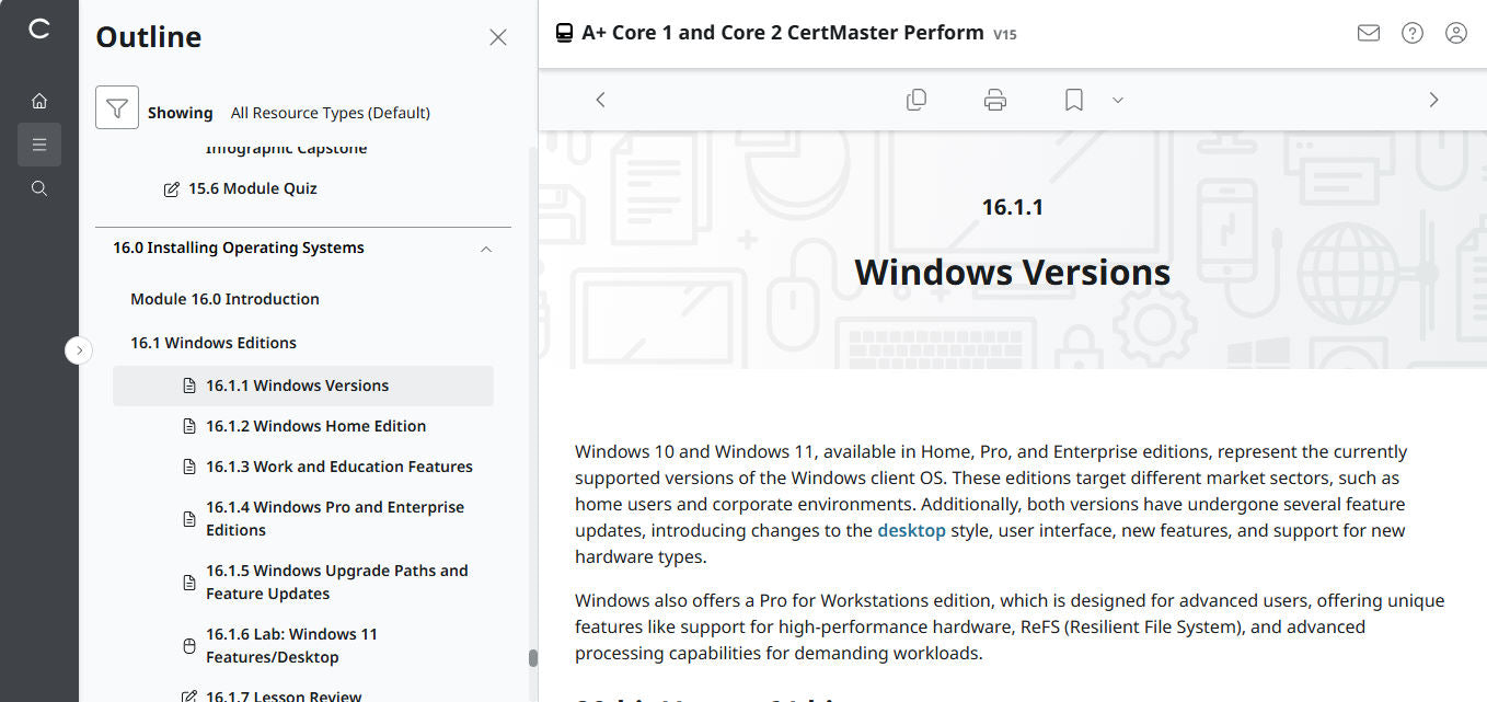 🛒CompTIA A+ Core 1 & Core 2 (V15) – CertMaster Perform (Truy Cập 4 Tháng, Tài Liệu Học Tập Chính Thức)