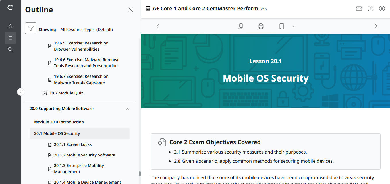🛒CompTIA A+ Core 1 & Core 2 (V15) – CertMaster Perform (Truy Cập 4 Tháng, Tài Liệu Học Tập Chính Thức)
