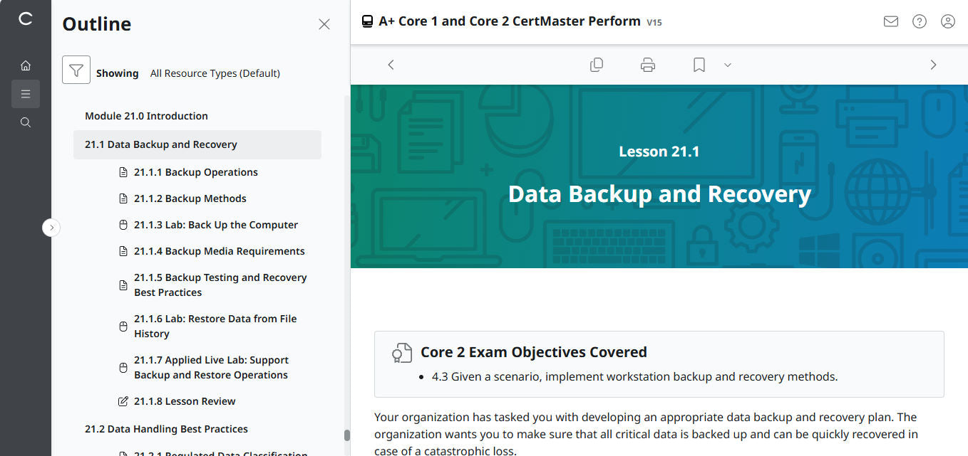 🛒CompTIA A+ Core 1 & Core 2 (V15) – CertMaster Perform (Truy Cập 4 Tháng, Tài Liệu Học Tập Chính Thức)