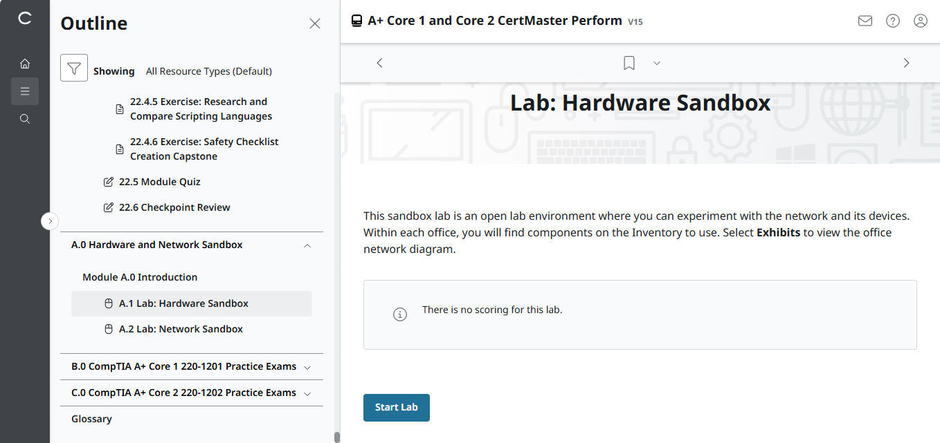 🛒CompTIA A+ Core 1 & Core 2 (V15) – CertMaster Perform (Truy Cập 4 Tháng, Tài Liệu Học Tập Chính Thức)